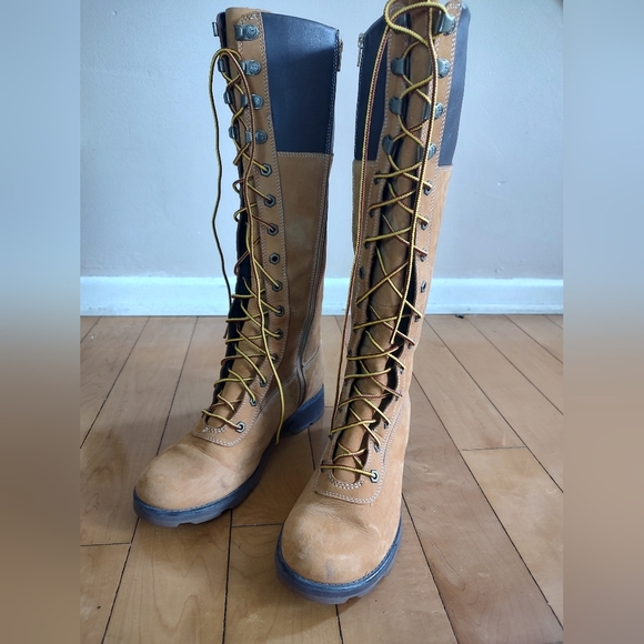 Timberland Women's Tan Lace-Up Construction Style Knee High Boots - Picture 1 of 14